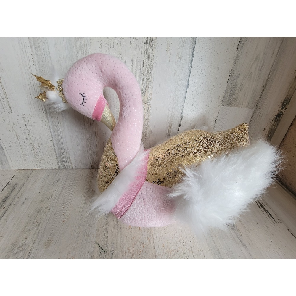 Pink crown large swan plush bird princess sequin Golden flamingo